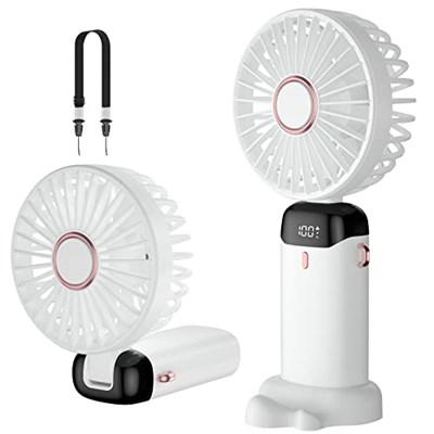 El Fanı, Taşınabilir Mini Fan, Şarj Edilebilir, 5 Hız Ayarlı Küçük Cep Fanı, Dahili 4200mAh Pil, Ofis için Katlanabilir USB Fan, Dış Mekan