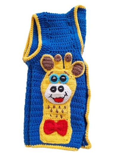 El Örgüsü Bebe Yeleği Erkek çocuk-Mavi