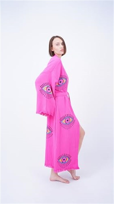 El yapımı nazar Boho festivali Kimono Boho Beachwear Beachwear örtbas etnik Kimono hırka bornoz sabah elbise