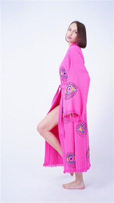 El yapımı nazar Boho festivali Kimono Boho Beachwear Beachwear örtbas etnik Kimono hırka bornoz sabah elbise