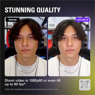 Elgato Cam Link 4K, Harici Kamera Yakalama Kartı, DSLR ile Akış ve Kayıt, Video Kamera, Video Konferans, Ev Ofis, Oyun, OBS, Yakınlaştırma, Ekipler, PC/Mac için 1080p60 Webcam olarak ActionCam