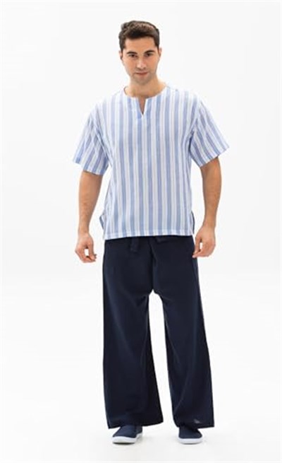 Eliş Şile Bezi Unisex Balıkçı Yazlık Pantolon Lacivert Lcvt