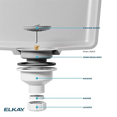 Elkay LKQS35BK Çıkarılabilir Sepet Süzgeç ve Kauçuk Tıpalı Polimer Tahliye Bağlantısı, Siyah