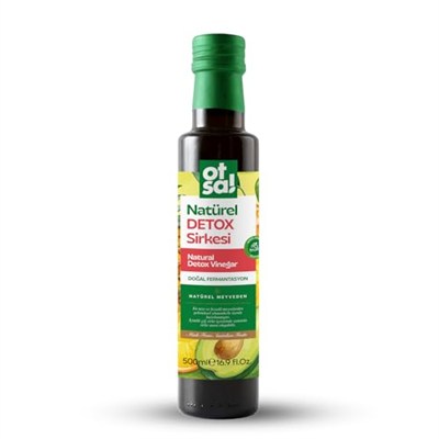 Elma Sirkesi, Ananas Sirkesi, Karışık Meyve Pulpu, Sandaloz Sakızı, Avokado Yaprağı, Karnıyarık Otu ve Yeşil Elma Kabuğu İçeren Doğal Detox Sirkesi 500 ml
