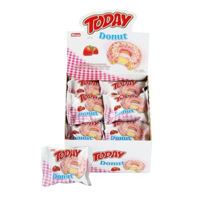 Elvan Today Donut Çilekli 35 gr 24 Adet (1 Kutu)