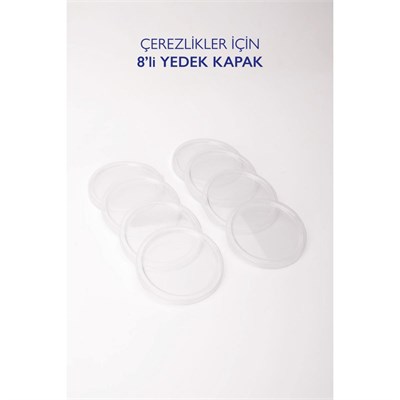Emaylab 8’li Yedek Mika Kapaklar - Emaye Çerezlik, Kahvaltılık, Reçellik, Zeytinlik Ve Sunumluklar Için 8cm