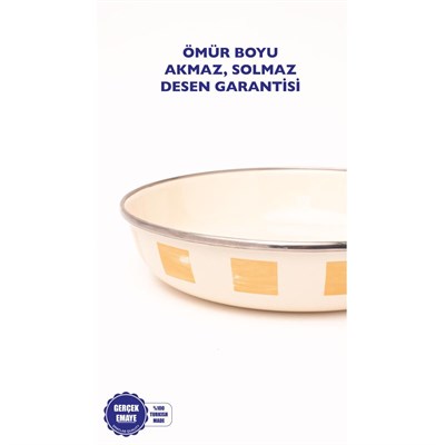 Emaylab Beige Emaye Bowl Tabağı - Bowl Kase - Salata Kasesi - Sunum Kasesi 21cm