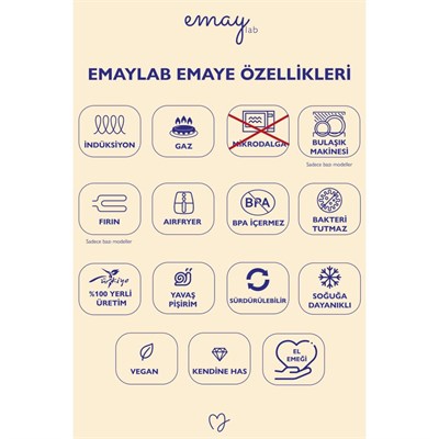 Emaylab Cupid Emaye Bowl Tabağı - Bowl Kase - Salata Kasesi - Sunum Kasesi 21cm
