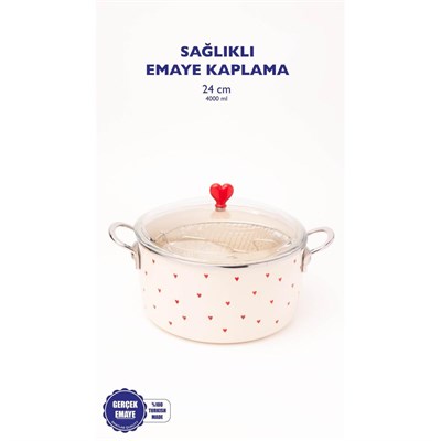 Emaylab Cupid Emaye Kızartma Tenceresi/ Fritöz (özel Pyrex Kapaklı)