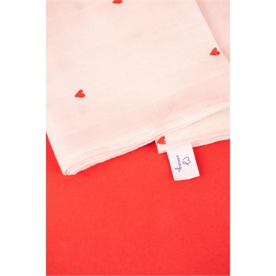 Emaylab Cupid Kalp Desenli %100 Müslin -pamuk Mutfak Kurulama Bezi Ve Bebek Omuz Bezi (3lü Set)