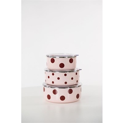 Emaylab Emaylabxpeppythings Cherry Emaye Üçlü Saklama Kabı Seti (ocaklarda Kullanilabi̇li̇r)