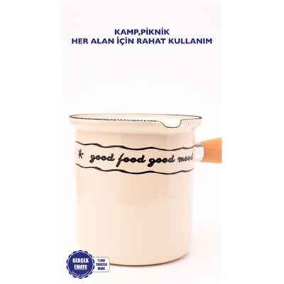 Emaylab Mood Emaye Ahşap Saplı Cezve (500ml-6 Kişilik)