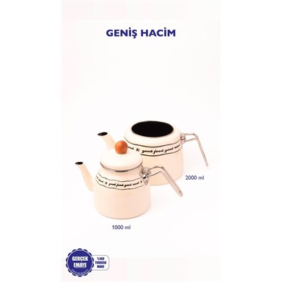 Emaylab Mood Emaye Çaydanlık Takımı Ahşap Tepeli