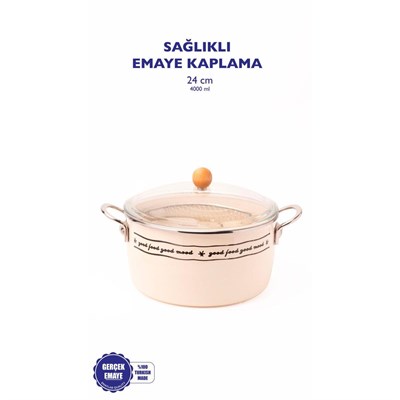 Emaylab Mood Emaye Kızartma Tenceresi/ Fritöz (özel Pyrex Kapaklı)
