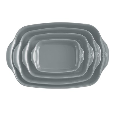 Emile Henry Fırın Kabı Dikdörtgen 36 X 23,5 Cm - Açık Gri