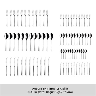 Emsan Accura 84 Parça 12 Kişilik Çatal Kaşık Bıçak Takımı