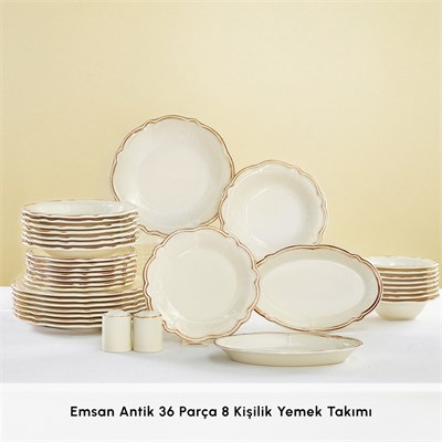 Emsan Antik 36 Parça 8 Kişilik Yemek Takımı