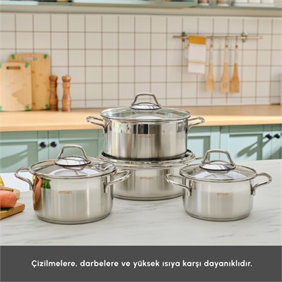 Emsan Belen 8 Parça Çelik Tencere Seti