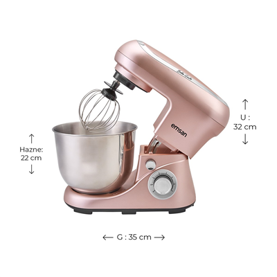 Emsan Bella Gusto Golden Pink Hamur Yoğurma Makinesi 1300W 5L