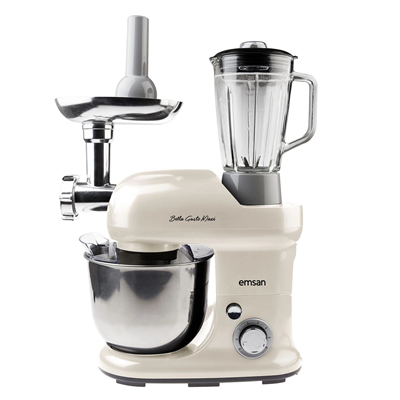 Emsan Bella Gusto Maxi Golden Pink Kıyma Çekme /Sucuk-Sosis/İçli Köfte Aparatlı/Smooth Hazneli Hamur Yoğurma Makinesi 1300W 5L