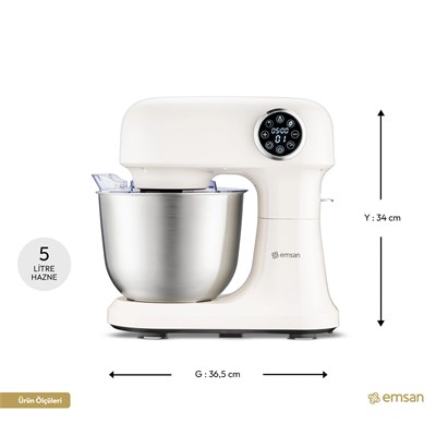 Emsan Bella Gusto Pro Dijital Ekranlı Stand Mikser Krem 1500W