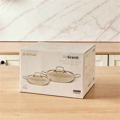 Emsan Biogranit White Stone 4 Parça Sahan Seti