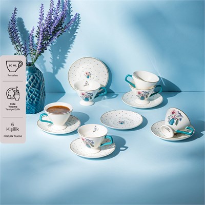 Emsan Buket 6 Kişilik New Bone Kahve Fincan Takımı 80 ml