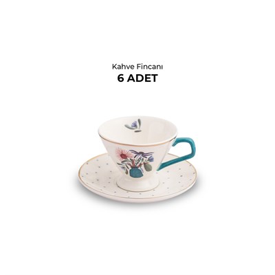 Emsan Buket 6 Kişilik New Bone Kahve Fincan Takımı 80 ml