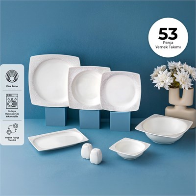 Emsan Daisy 53 Parça 12 Kişilik Kare Yemek Takımı