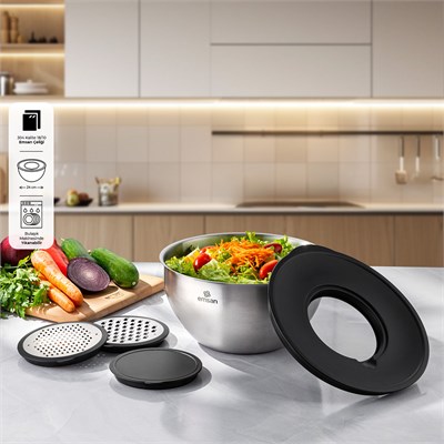 Emsan Demre 3 in 1 Siyah Çok Amaçlı Karıştırma ve Saklama Kabı