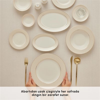 Emsan Elegance Bone Alessa 60 Parça 8 Kişilik Yemek Takımı ve Kahvaltı Seti