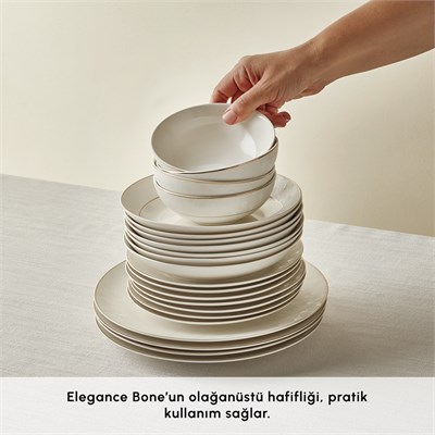 Emsan Elegance Bone Mandarin 60 Parça 8 Kişilik Yemek Takımı ve Kahvaltı Seti