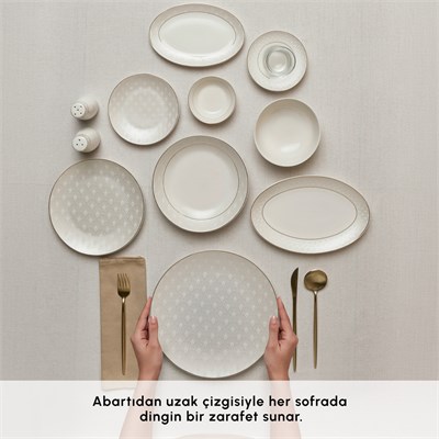 Emsan Elegance Bone Mandarin 60 Parça 8 Kişilik Yemek Takımı ve Kahvaltı Seti