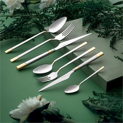 Emsan Elegance Duru Gold 84 Parça 12 Kişilik Lüks Kutulu Çatal Kaşık Bıçak Takımı