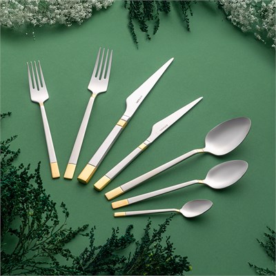 Emsan Elegance Duru Gold 84 Parça 12 Kişilik Lüks Kutulu Çatal Kaşık Bıçak Takımı
