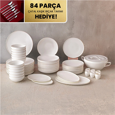 Emsan Fine Bone Freya 60 Parça 12 Kişilik Yuvarlak Yemek Takımı Platin