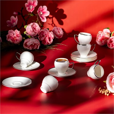 Emsan Florea 6lı Kahve Fincan Takımı Platin 90 ml