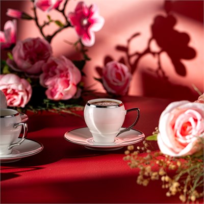 Emsan Florea 6lı Kahve Fincan Takımı Platin 90 ml