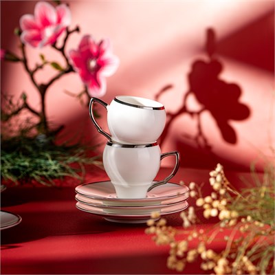 Emsan Florea 6lı Kahve Fincan Takımı Platin 90 ml