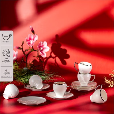 Emsan Florea 6lı Kahve Fincan Takımı Platin 90 ml