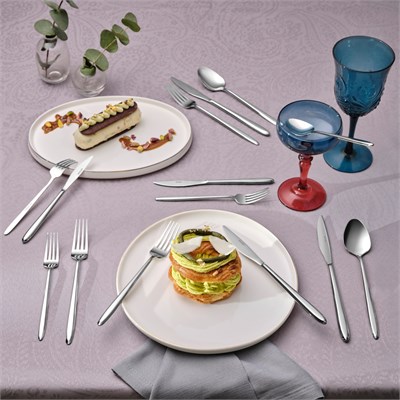 Emsan Flow 60 Parça 12 Kişilik Kutulu Çatal Kaşık Bıçak Seti Platin