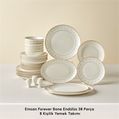 Emsan Forever Bone Endülüs 38 Parça 8 Kişilik Yemek Takımı