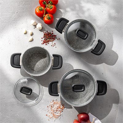 Emsan Fortis Granit 6 Parça Midi Tencere Seti Gri