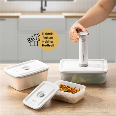 Emsan Freshlock Vakum Makineli 3lü Saklama Kabı