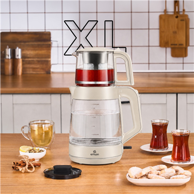 Emsan Glass Tea XL 2 in 1 Cam Çay Makinesi ve Kettle
