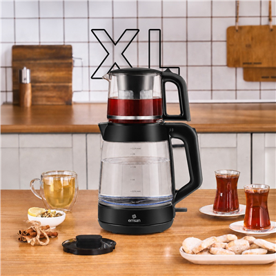 Emsan Glass Tea XL 2 in 1 Cam Çay Makinesi ve Kettle