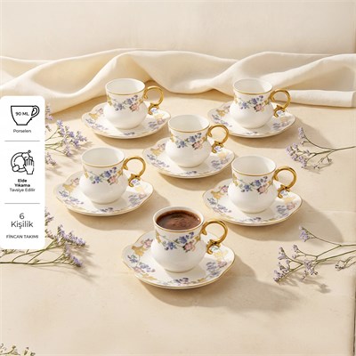 Emsan İlkbahar 6 Kişilik Kahve Fincan Takımı 90 ml