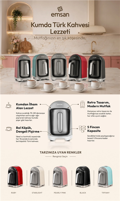 Emsan Kumda 5 Fincan Kapasiteli Türk Kahve Makinesi