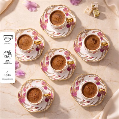 Emsan Lilyum 6 Kişilik Kahve Fincan Takımı 90 ml