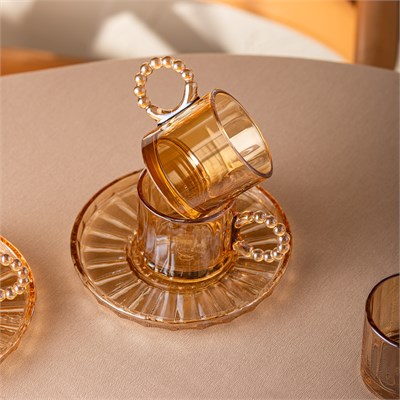 Emsan Muhabbet Amber 6lı Cam Kahve Fincanı 100 ml